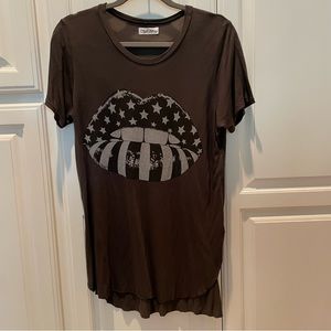 Lauren Moshi American flag lips tee